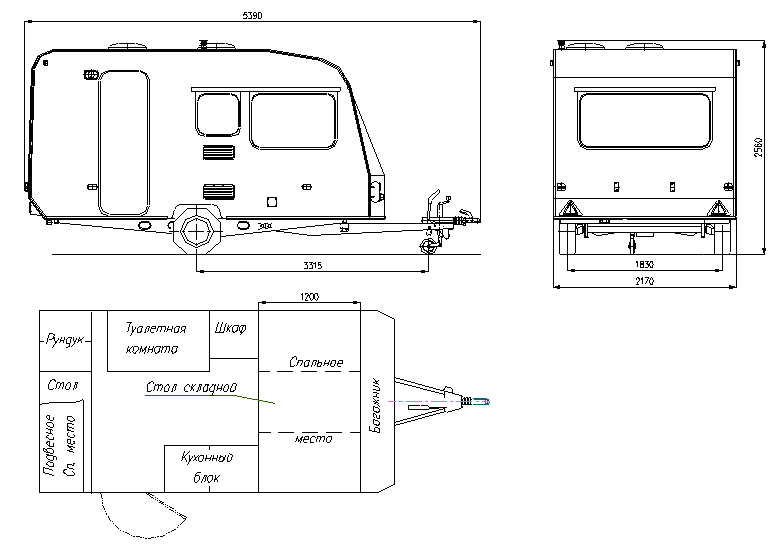 Чертеж кемпера в прицеп